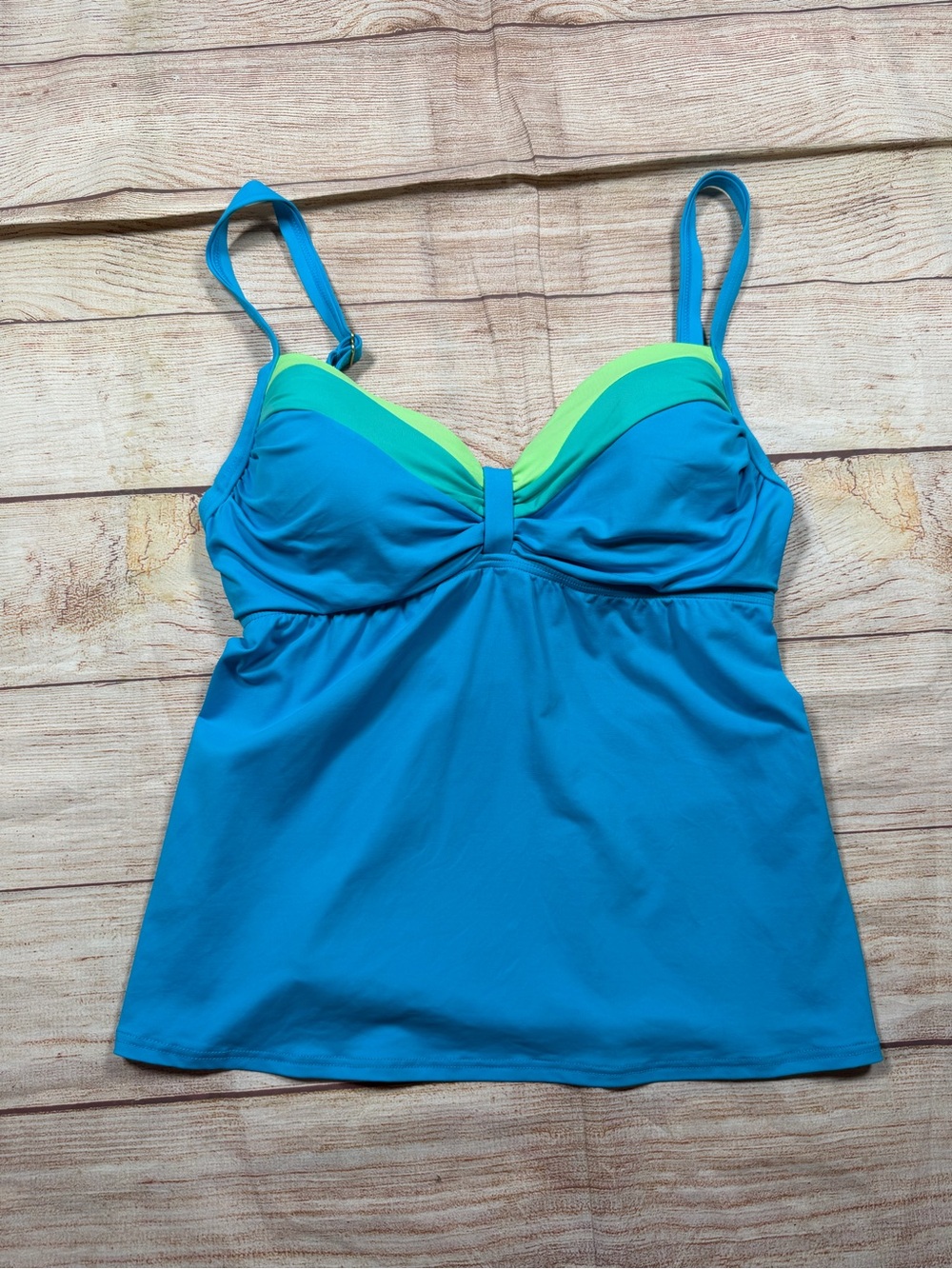 Coco Reef Blue and Lime Green Swim Tankini Top
